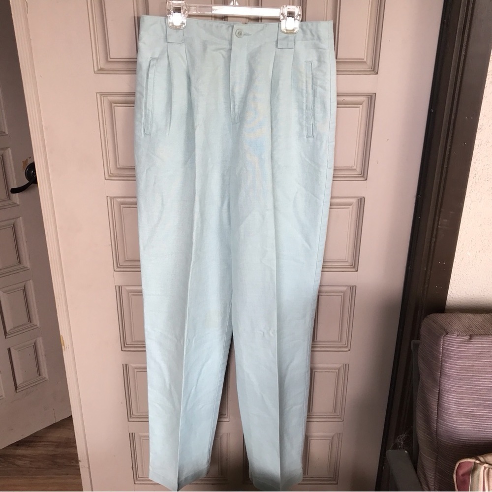 VTG Liz Claiborne Linen Slacks Sz12 Runs Small In Waist Beautiful Slacks Aqua